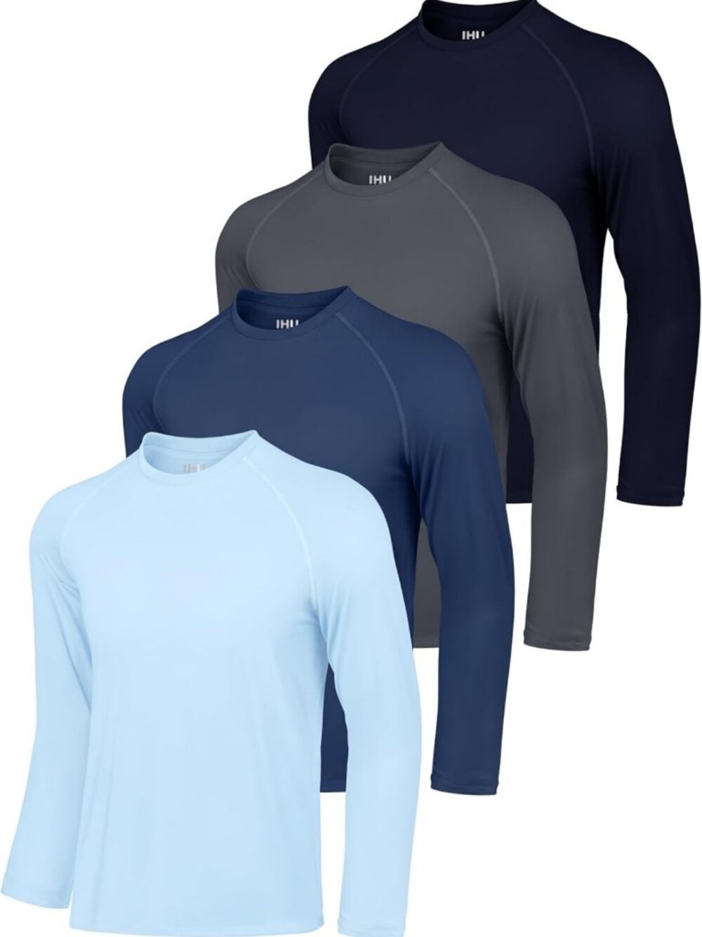 Men's Long Sleeve Rash Guard Swim Shirts - UPF 50+ Sun Protection, Dry Fit, 4